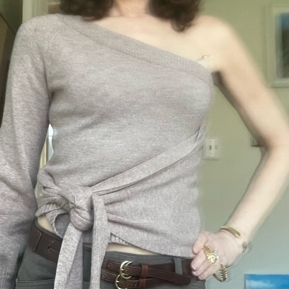 One-Shoulder Knit Sweater - Cream